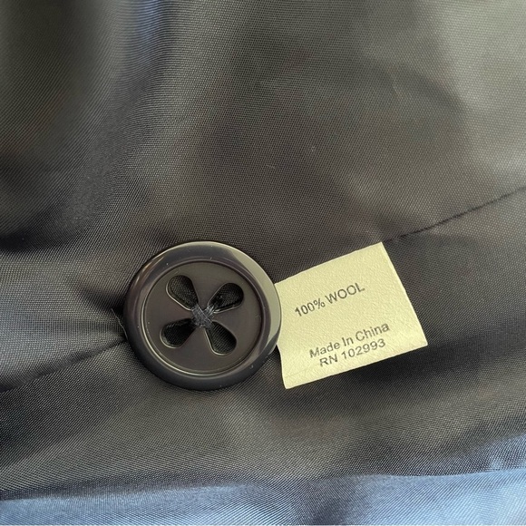 Anthropologie Twinkle by Wenlan 100% Wool Blue Stand Collar Over Coat EUC Size 2 - Picture 8 of 10